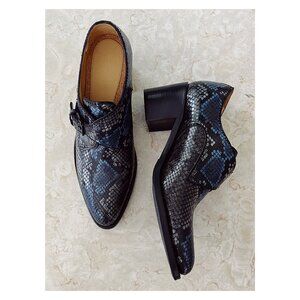 NWOB The Office Of Angela Scott Sz 9/40 Miss Brooke Snakeskin Monk Strap Shoes